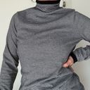 Duluth Trading Co. CoolMax Striped Turtleneck Sweater Top. Medium Black Photo 5