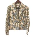 Nine West Retro Floral Fitted Blazer Tan Blue Green Cottagecore 12 Photo 0