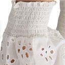 Wish The Label Frame White Shirred Eyelet Lace Cropped Blouse Lacy Ruched size L Photo 5