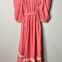 Hunter Bell NEW  Dress Puff Sleeve Lace Trim Bowen Quilted Pink Midi Dress Sz XS Photo 7