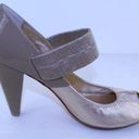 DKNY  Wynona Gold & Beige Leather Mary Jane Heels 9 Photo 5