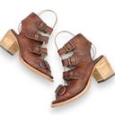 FREEBIRD by Steven Freebird Quail Sandals Cognac Brown Leather Boho Western Buckled Sandal Size 7 Photo 1