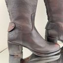 Patricia Nash Dark Brown Red Leather Loretta Tall Knee High Riding Heeled Boots Photo 4