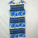 Kathie Lee Collection  Sleeveless Hawaiian Sheath Dress Size 8 Blue Green Floral Photo 1