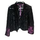 Last Kiss  Vintage 80's Madonna Style Black Lace Hot Pink Blazer Jacket XL Photo 0