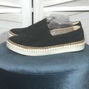 Soda  black canvas slip ons flat white threaded rubber sole shoes women’s sz 10 Photo 1