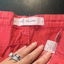 ZARA  red distressed denim shorts Photo 2