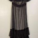 Rehab  Tulle Dress M/L Lace Sheer Ruffled Maxi Tiered Short Sleeve Black NWT Photo 1