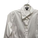 Ann Taylor  Collared Button Down Long Sleeve Top White Size 4 Business Casual Photo 3