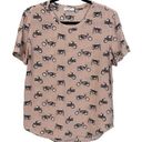 Equipment  FEMME Womens Tan Silk Round Hem Motorcycle Biker Top Tee Shirt Size XS Photo 0