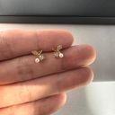 Small CZ Cherry Stud Earrings for Women Gold Photo 4