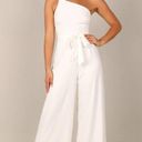 Petal and Pup  Leyton White One Shoulder Wide Leg Belted Jumpsuit 8 Photo 4