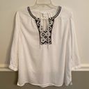 Caslon  White Embroidered Peasant Top Size Small Photo 1