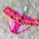 PilyQ  Pink Full Ruffle Pom Pom Bikini Bottoms Size M Photo 0