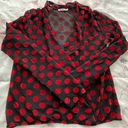 ZARA  Trafaluc red dots black sheer open front boho long sleeve blouse, size S Photo 9