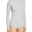 J.O.A. Wolford Silver Metallic Mockneck Long Sleeve Ribbed Bodysuit Women’s Small Photo 6