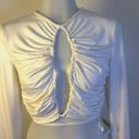 Mistress Rocks  Sexy Ruched Cropped Siren White Long Sleeve Top Size Small Photo 2