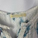 Boutique  White & Blue Floral Button Front Ruffle Sleeveless Tank Top M Photo 3