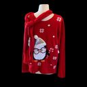 Holiday Time Christmas Red Sweater Scarf Set Acrylic New Womens Medium Pullover Penguin Photo 2