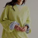 Free People NWOT  We the Free Classic Striped Oversized Crewneck - Lime Combo - S Photo 4