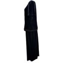 Dress Barn  Long Black Velvet Party Formal Cocktail Dress Beaded Fringe Stretch 14 Photo 3