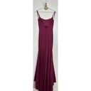 La Femme  Simple Elegant Long Jersey Dress with Scoop Neck in Burgundy Photo 4