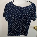 Old Navy Navy Blue  Floral V-Neck Top - M/Medium Photo 2