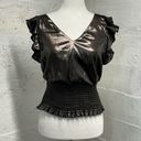 Nine West  Sleeveless Ruffle Smocked Hem top metallic back tie detail Photo 2