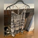 Angie  Black White Mini Dress Strappy 100% Rayon Aztec Design Summer Lightweight Photo 5