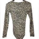 Bardot Women’s Long Sleeve Twist-Front Leopard Print Bodysuit Size Medium 8 Photo 2