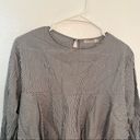 Heart Hips Cropped Loose Blouse Gray White Stripes Size M Photo 2