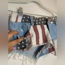 Daisy Low-Rise American Flag Print  Duke Ripped Denim Shorts Size Small 4th July Photo 1