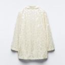 ZARA NWT  White SEQUIN OPEN FRONT BLAZER. Size Medium Photo 5