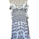 Rococo  Sand Rare Silk Pixels Grecian Print Ruffle Midi Dress White Size XS Photo 2