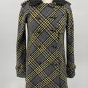 Free People  Plaid Peacoat Wool Double Button Down Grey Yellow Womens size 4 Photo 0