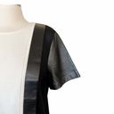 St. John  Black Milano Knit Colorblock Dress Leather Caviar / Cream Short Sleeves Photo 6