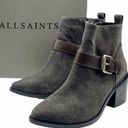 ALLSAINTS NIB  Jason Boot Charcoal Gray Suede Buckle Ankle Bootie Women’s Size 9 Photo 0