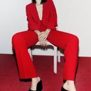 ZARA NWT  Red COLLARLESS CROPPED BLAZER. Size Medium Photo 5