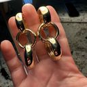 Gold Tone Interlocking Loop Dangle Statement Clip On Non Pierced Earrings Photo 1