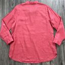 J.Jill  Love Linen Red Long Sleeve Roll Tab Button Blouse Size Large Petite Photo 6