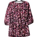 Isabel Maternity  Top Womens XXL Black Floral V Neck Floral Chiffon Top NEW Photo 1