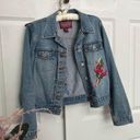 Fossil  Brand Medium Vintage 90's/Y2K Light Wash Jean Jacket Embroidered Floral Photo 1