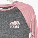 Roots  Shirt Womens Small Gray Pink Raglan Baseball Tee Sporty Casual Versatile Photo 3