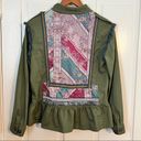 Matilda Jane  Lightweight Olive Green Boho Patchwork Ruffle Hem Jacket Sz Medium Photo 2