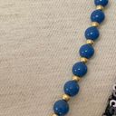 Monet  vintage Blue and gold tone beaded necklace Photo 5