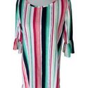 Crown & Ivy  multicolor striped quarter peplum sleeve scoop neck dress Medium Photo 0