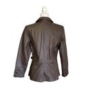 Metro  Style Chocolate Brown Leather Button Up Collared Jacket 12 Photo 3