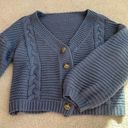 Dusty Blue cropped Oversized Cardigan Photo 0