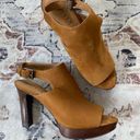 Ralph Lauren Platform Heels Sling back Peep toe Brown Leather Heels 9.5 NEW Tan Photo 8