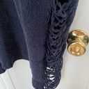 Lush Clothing Navy Blue Distressed Cardigan Photo 3